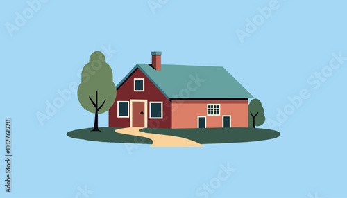 Charming Illustrated House with Trees
