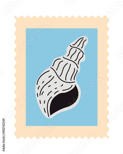 postage stamp seashell layout
