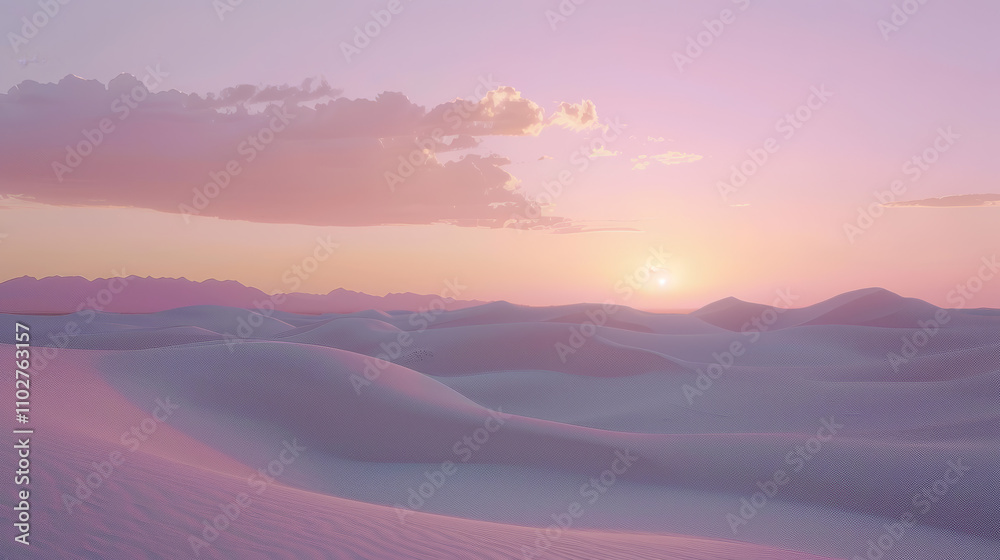 Serene Desert Dunes at Pink Sunset Serene Desert Dunes at Pink Sunset