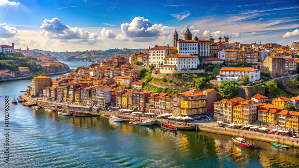 Scenic view of Porto, Portugal on a sunny day, Porto, Portugal, sunny, landscape, city, travel, tourism, European, buildings Scenic view of Porto, Portugal on a sunny day, Porto, Portugal, sunny, landscape, city, travel, tourism, European, buildings