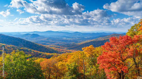 Scenic view of autumn foliage in the mountains with vibrant colors