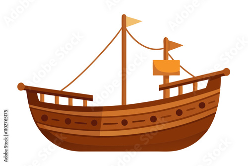Vintage Wooden Ship Model on Pristine White Background – Timeless Nautical Charm