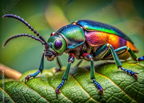 Close-up lens reveals the mesmerizing beauty of a Mylabris hieracii blister beetle.