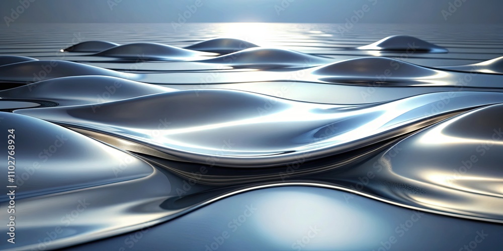 Obraz premium Smooth reflective surface transformation from uneven relief shapes, transformation, plane formation, planet, surface, reflection