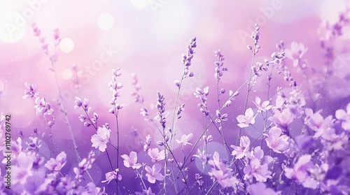 Fototapeta Naklejka Na Ścianę i Meble -  Abstract depiction of purple grass flowers in a watercolor painting, purple, watercolor, painting, abstract