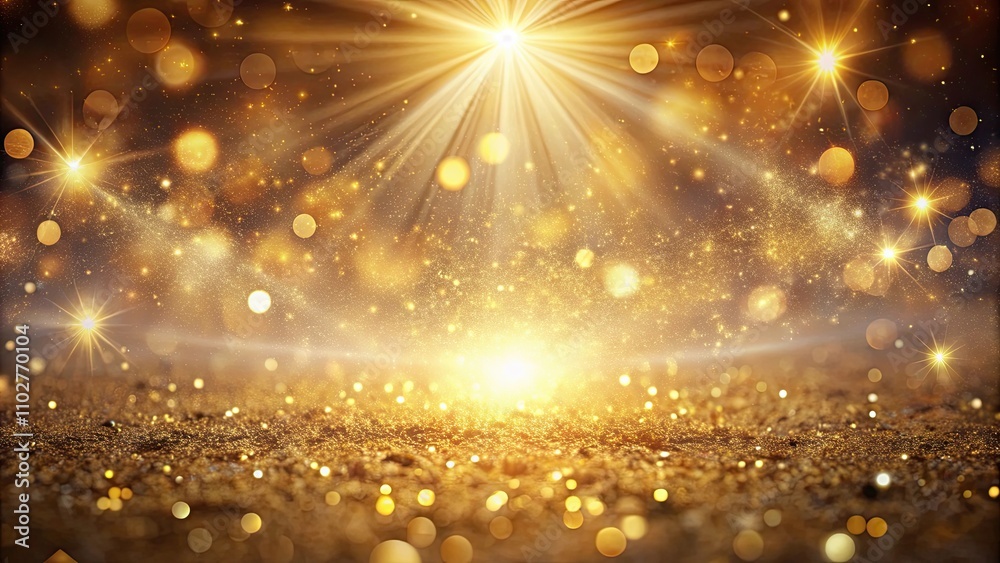 Obraz premium Luxurious abstract background with gold glitter, vintage light rays, and shimmering bokeh effects , luxury, beautiful