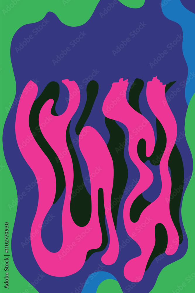 Abstract Colorful Waves in Pink and Green Abstract Colorful Waves in Pink and Green
