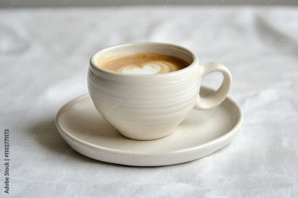 A White Cup of Coffee with Heart Design A White Cup of Coffee with Heart Design