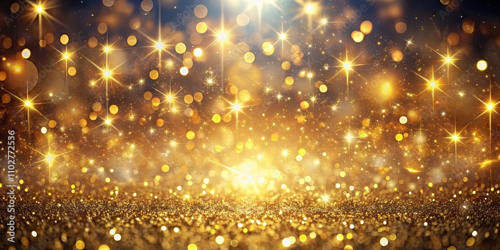 Naklejka premium Glittering celebration texture with golden particles, lights, and sparks, glitter, celebration, texture, abstract, magic