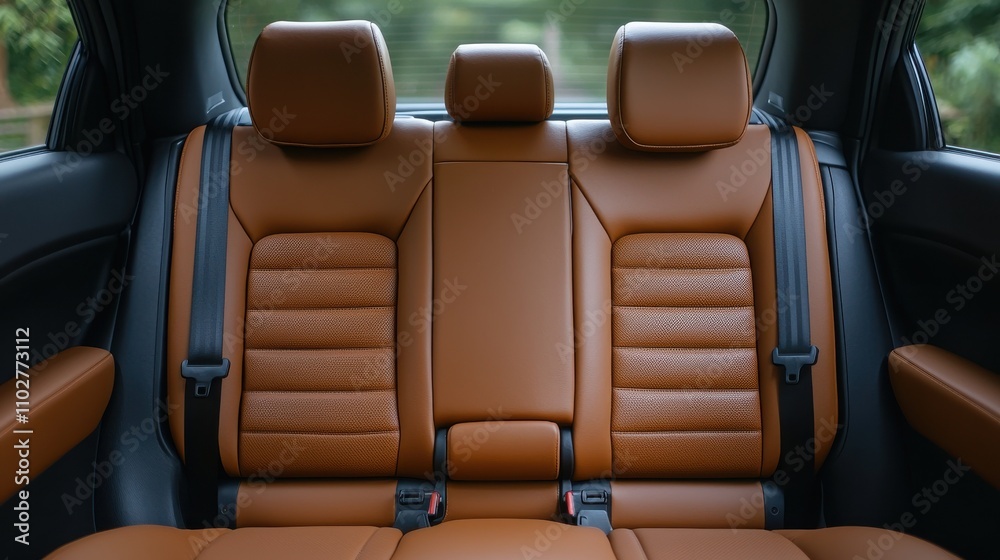 Fototapeta premium Luxury sedan interior with leather seats modern design comfort style