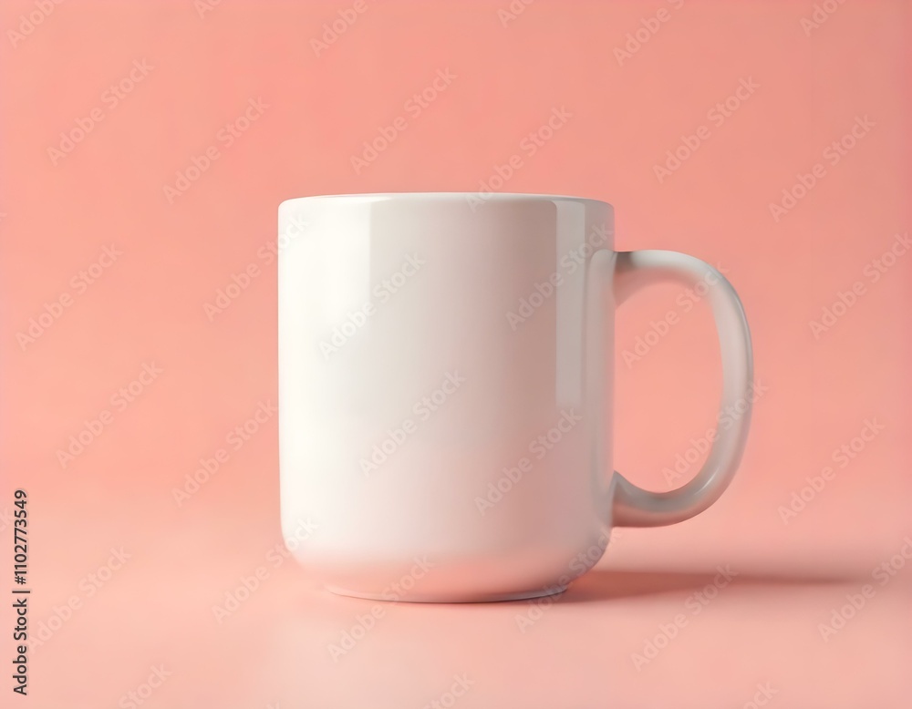 Fototapeta premium mug, ceramic, plain, glossy, finish, photorealistic, isolated, image, centered, color, background, minimalist, modern, clean, simple, elegant, design, shiny, smooth, drinkware, cup, beverage, coffee, 