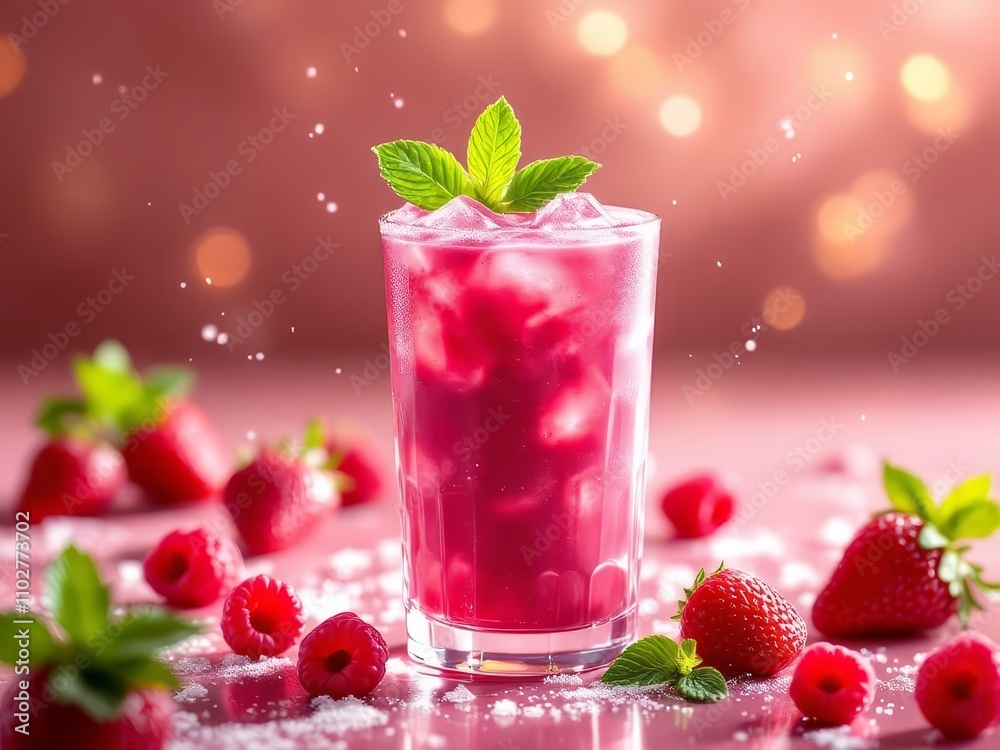 Pink smoothie panorama, vibrant and wide. Pink smoothie panorama, vibrant and wide.