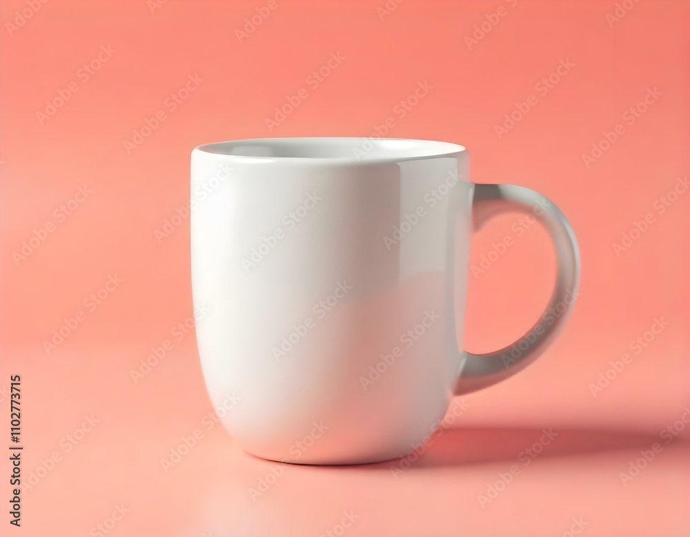Fototapeta premium mug, ceramic, plain, glossy, finish, photorealistic, isolated, image, centered, color, background, minimalist, modern, clean, simple, elegant, design, shiny, smooth, drinkware, cup, beverage, coffee, 
