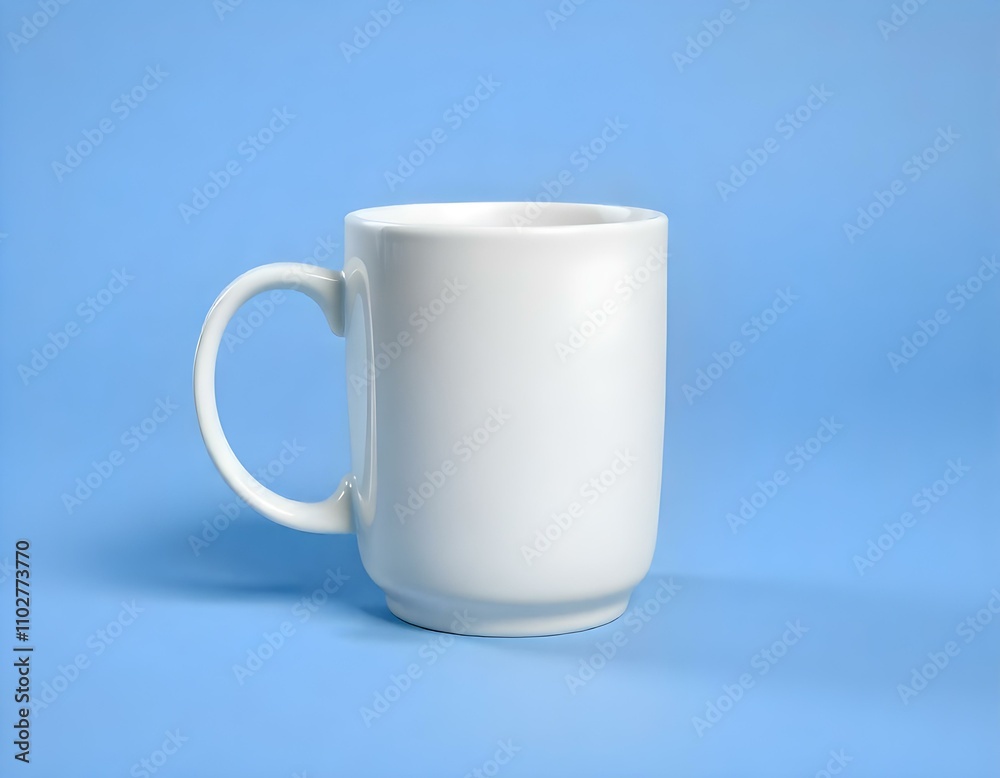 Fototapeta premium mug, ceramic, plain, glossy, finish, photorealistic, isolated, image, centered, color, background, minimalist, modern, clean, simple, elegant, design, shiny, smooth, drinkware, cup, beverage, coffee, 