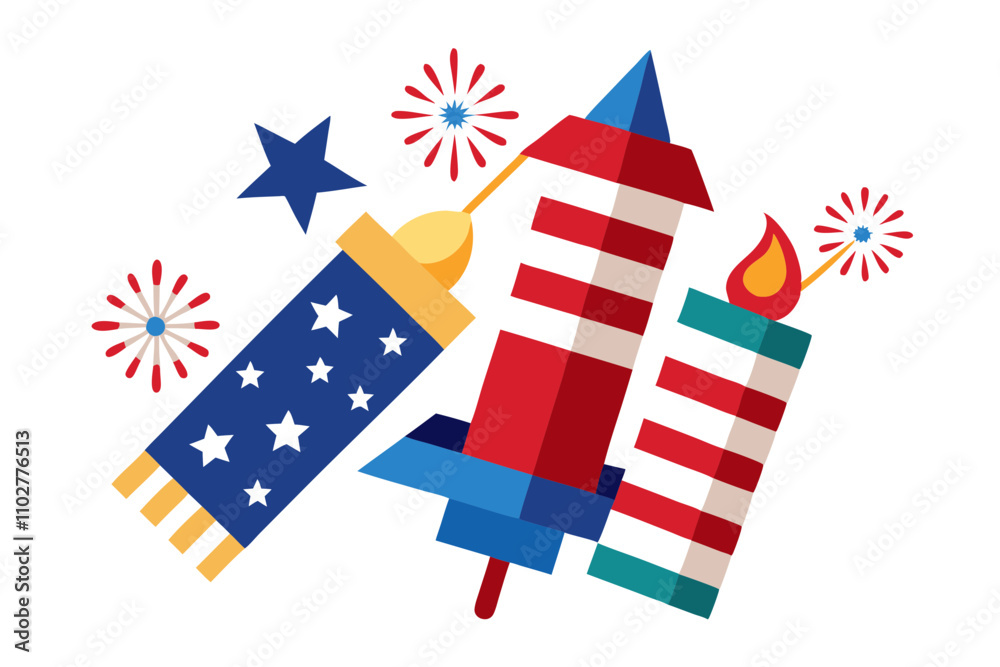 Minimalist 4th of July Firecrackers Vector Minimalist 4th of July Firecrackers Vector