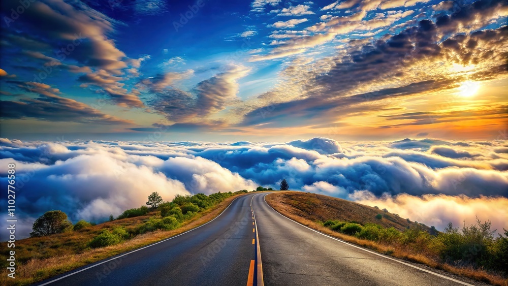 Naklejka premium Macro lens reveals the hidden beauty of a road through the sky.