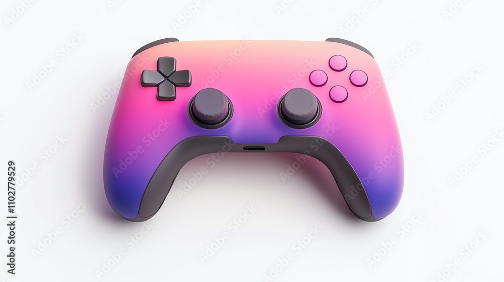 A vibrant game controller with a gradient design in pink and purple tones, ideal for gaming enthusiasts. A vibrant game controller with a gradient design in pink and purple tones, ideal for gaming enthusiasts.