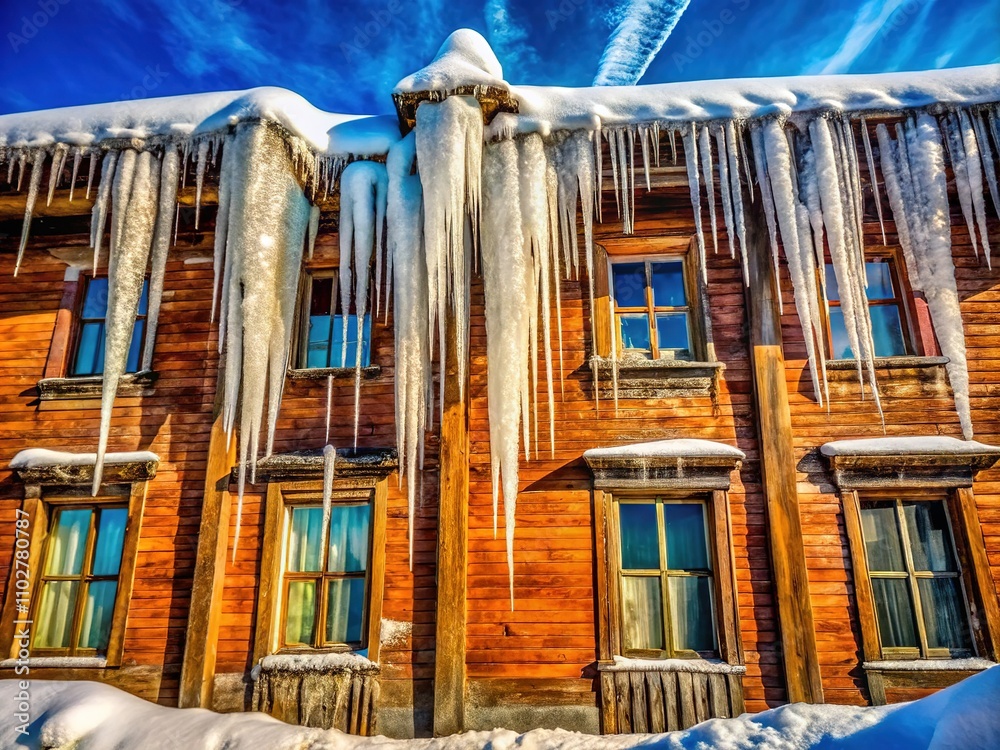 Snowy architecture, a frosty, old building's charm. Snowy architecture, a frosty, old building's charm.