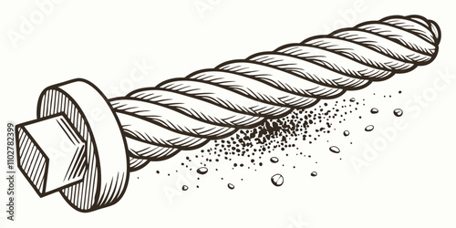 An extreme magnification of white individual fabric threads being penetrated by dirt particles on an isolated background - 3D render
