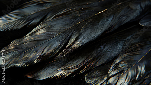 Dark Feathers with Metallic Accents