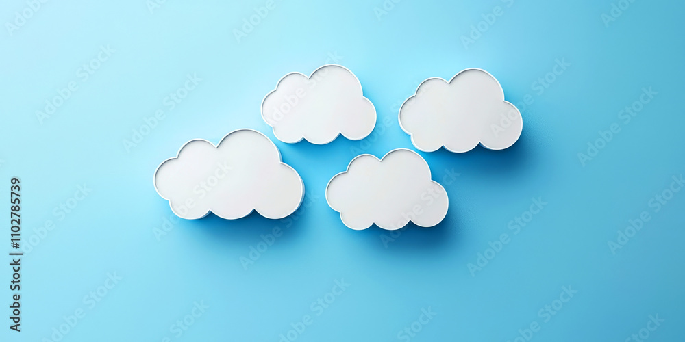 Paper cutout clouds on a blue background. Paper cutout clouds on a blue background.