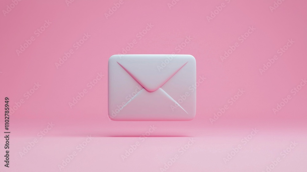 Floating white envelope on a pink background. Floating white envelope on a pink background.