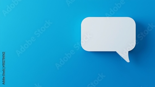 Minimalist speech bubble on a blue background.