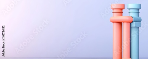 Colorful pipes on a minimal background for plumbing or design themes.