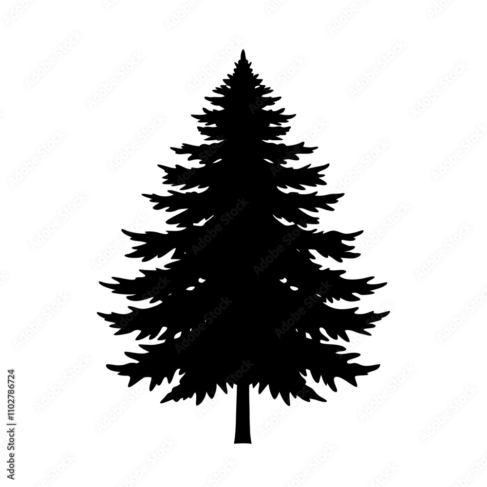 Fototapeta premium Pine tree silhouette forest | vector silhouette illustration on white background