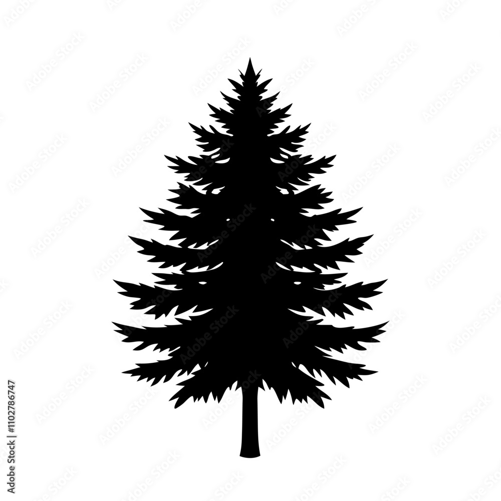 Obraz premium Pine tree silhouette forest | vector silhouette illustration on white background