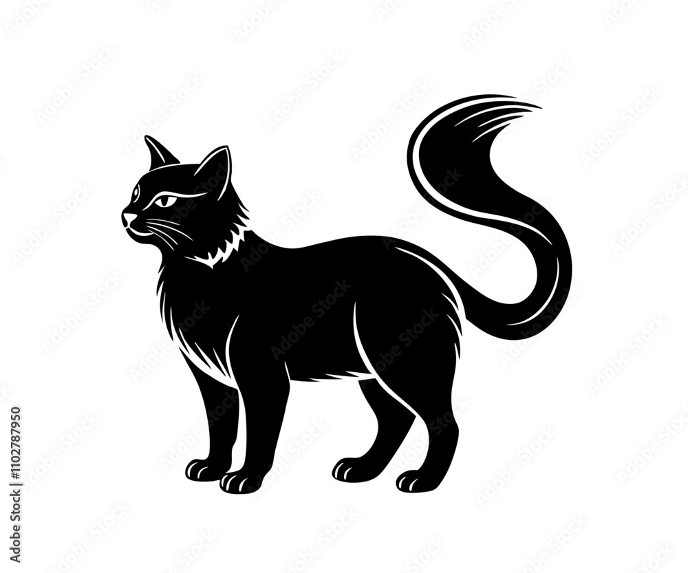 cat silhouette vector with a white background cat silhouette vector with a white background