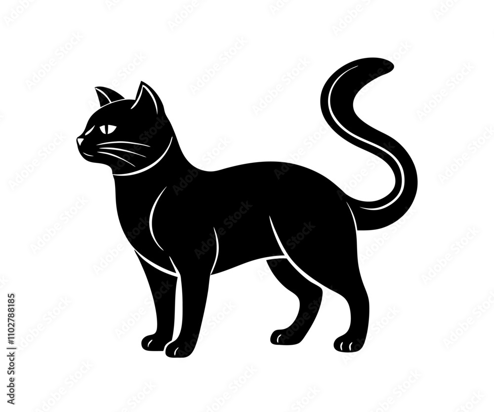 cat silhouette vector with a white background cat silhouette vector with a white background