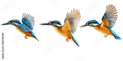 Common Kingfishers in Flight Sequence