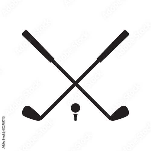 crossed wedge golf club with ball icon isolated on white background