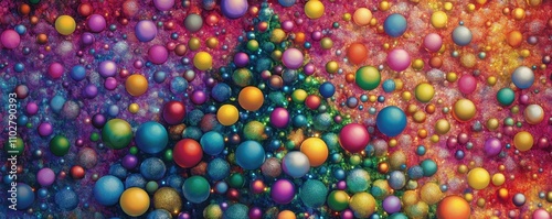 Colorful Abstract Christmas Tree with Festive Ornaments