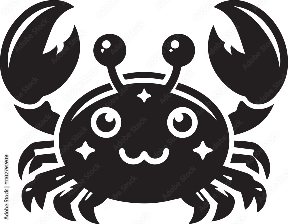 Obraz premium A crab with tiny horns and a mischievous expression silhouette vector