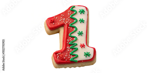 Christmas Cookie Number Isolated on Transparent Background for Festive Holiday Designs