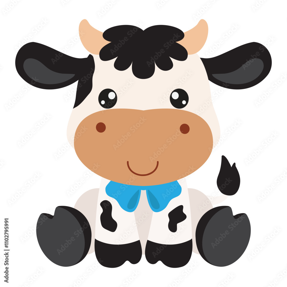 Cute sitting baby cow vector cartoon illustration Cute sitting baby cow vector cartoon illustration