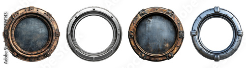 Collection Boat Ship Porthole Isolated On Transparent Background