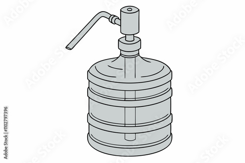 Bottle of drinking water with a manual water pump vector illustration