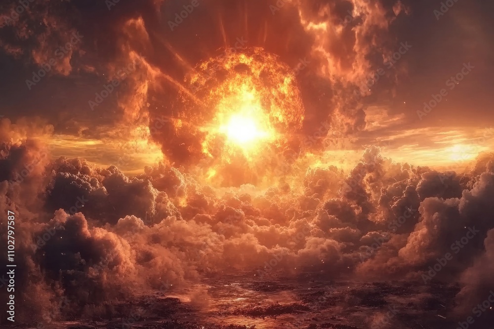 Naklejka premium Nuclear war: the dire conclusion for humanity due to thermonuclear annihilation