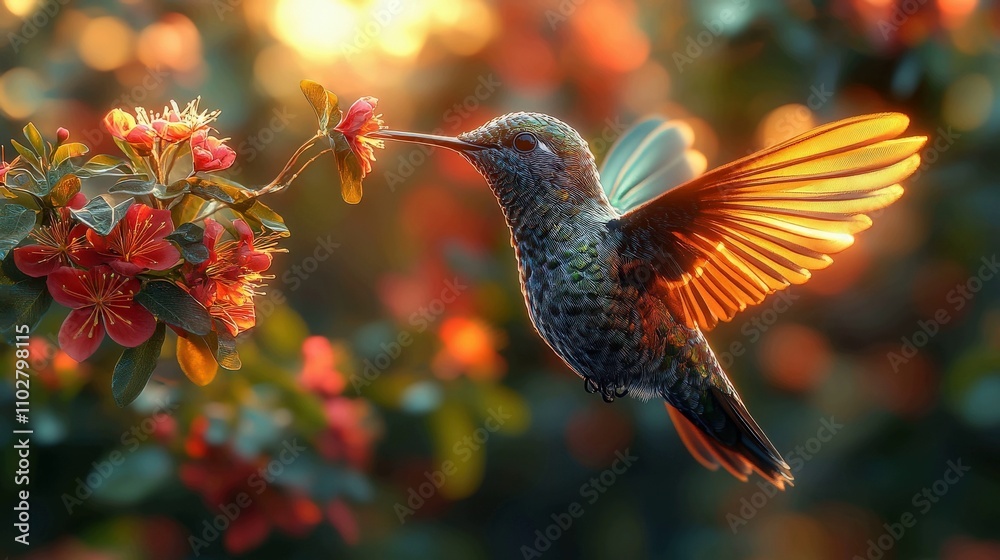 Fototapeta premium hummingbird and flower