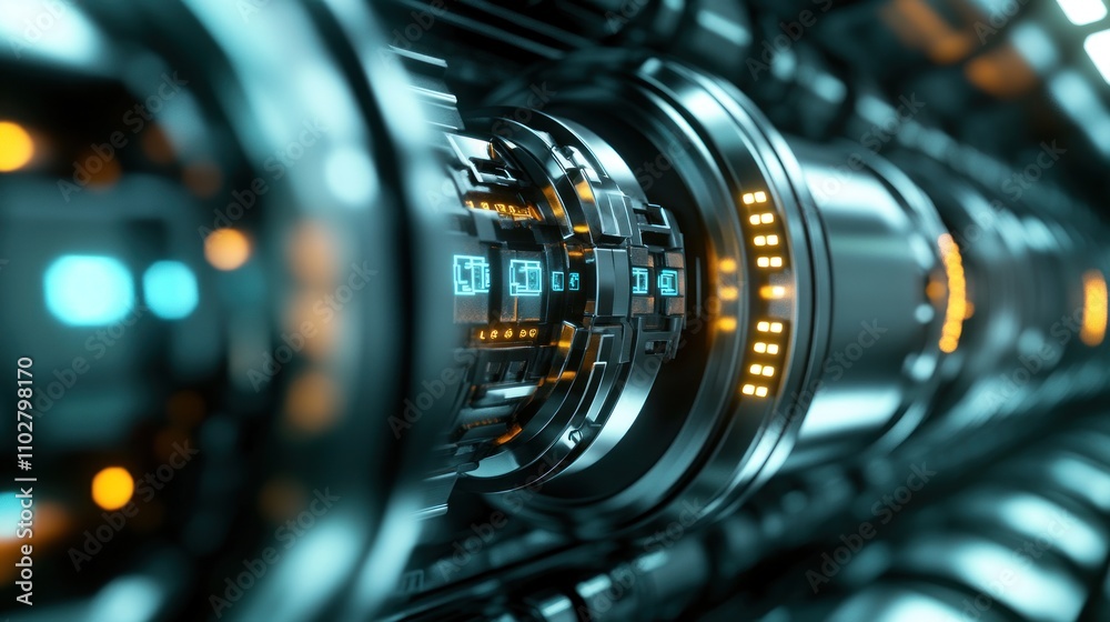 Futuristic Machine: A Close-Up of a Complex Technological System Futuristic Machine: A Close-Up of a Complex Technological System