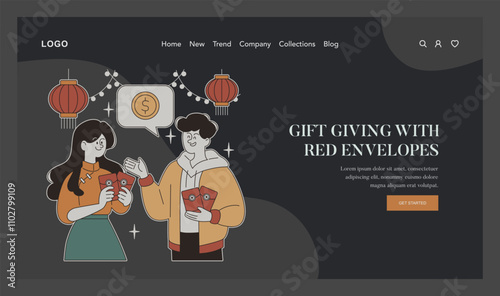 Lunar New Year. Flat Vector Illustration