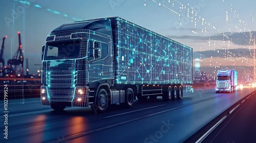 Logistics technology solutions, with AI-driven software and automated tools managing real-time inventory and shipments
