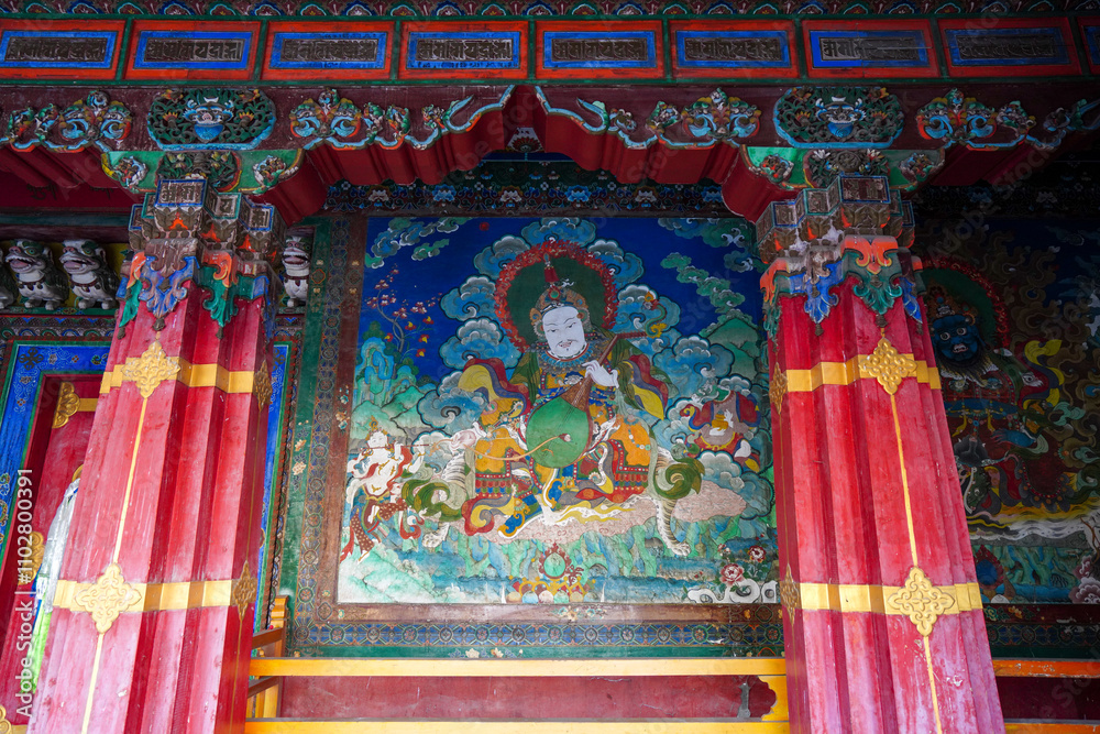 Obraz premium Murals of Jokhang in the Tibetan Scenic Area of China Ethnic Museum