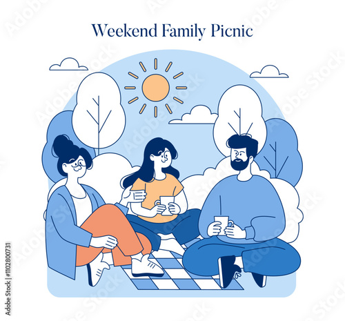 Middle Class Family. Flat Vector Illustration