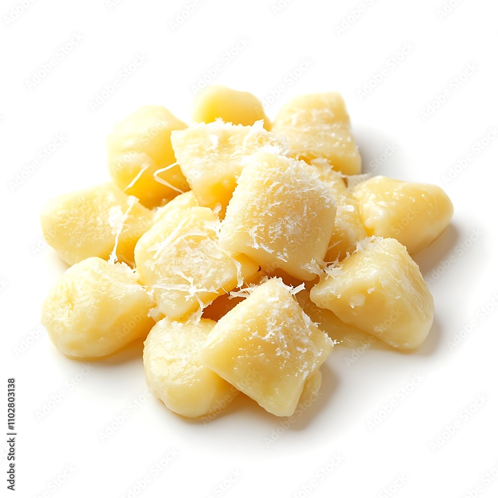Gnocchi isolated on a white background, close up Gnocchi isolated on a white background, close up