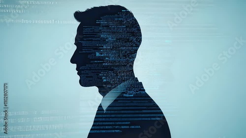 a man with a digital overlay representing technology and data, innovation and transformation.