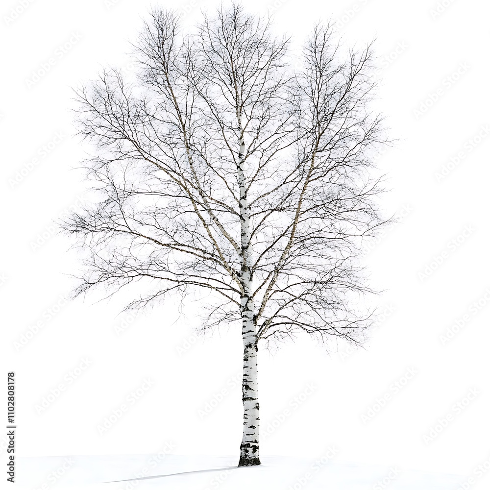 Fototapeta premium Gray Birch tree isolated on a white background, close up